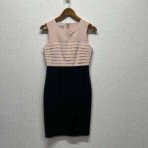 Hobbs Pink Black Colorblock Sleeveless Sheath Silk Dress Women's Size 2
